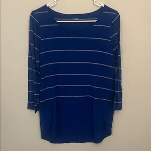 a.n.a Navy and White Striped Long Sleeve Top